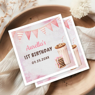 Servilleta De Papel Primera fiesta de cumpleaños del Chica de Leche y