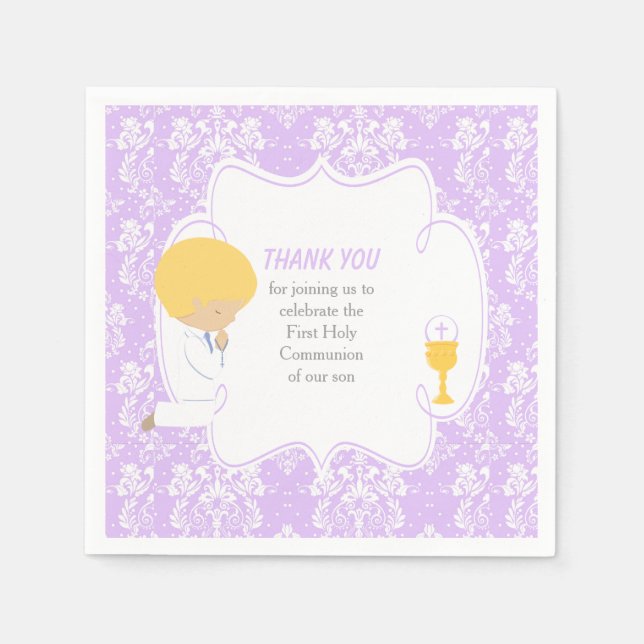 Servilleta De Papel Primera munición Blonde Boy Purple Damask (Anverso)