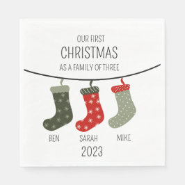 Servilleta De Papel Primera Navidad como familia de tres