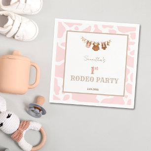 Servilleta De Papel Primera Rodeo Vaquera Rosa Cumpleaños Occidental