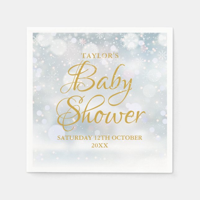 Servilleta De Papel Primeras escarcha Invierno Baby Shower / Sprinkle (Anverso)