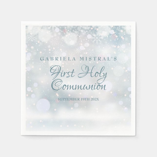 Servilleta De Papel Primeras Nieve Modernas Primera Comunión (Anverso)