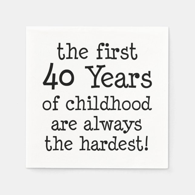Servilleta De Papel Primeros 40 Años De Infancia (Anverso)