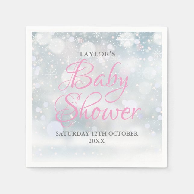 Servilleta De Papel Primeros copos de nieve Baby Shower / Sprinkle (Anverso)