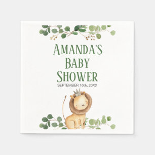 Servilleta De Papel Prince Greenery Lion Baby Shower Napkins