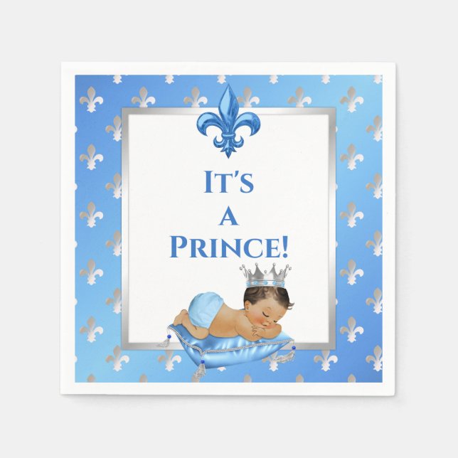 Servilleta De Papel Prince Royal Baby Blue & Silver Pillow (Anverso)