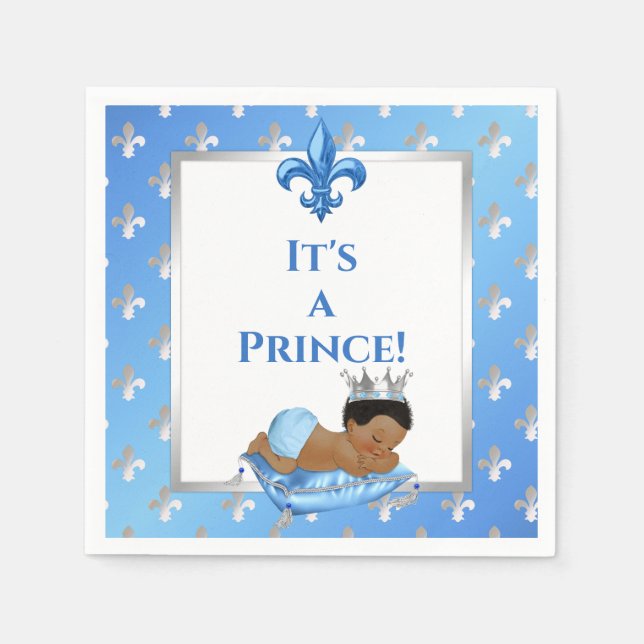 Servilleta De Papel Prince Royal Baby Blue & Silver Pillow (Anverso)