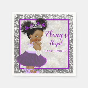 Servilleta De Papel Princesa africana real Purple White Silver Glitter