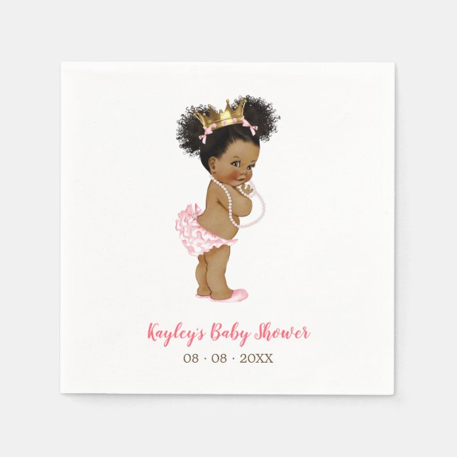 Servilleta De Papel Princesa afroamericana Baby Shower Napkin (Anverso)