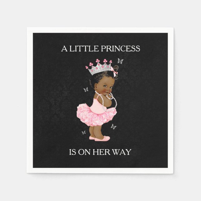 Servilleta De Papel Princesa afroamericana Baby Shower Napkin (Anverso)