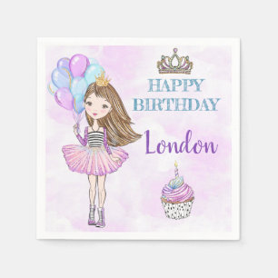 Servilleta De Papel Princesa Cumpleañera Lavanda Turquesa Oro