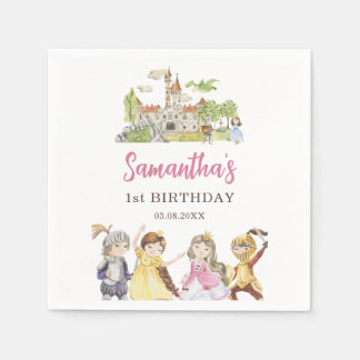 Servilleta De Papel Princesa Cuta y Caballeros Cumpleaños