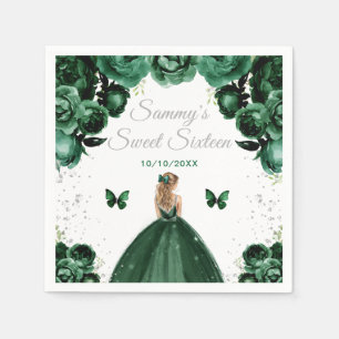Servilleta De Papel Princesa de Cabello Rubio Verde Oscuro Dulces Diec