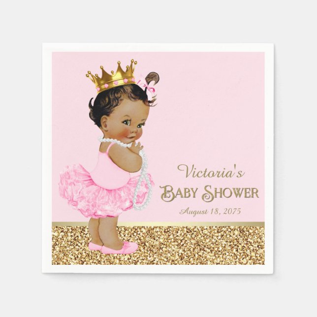 Servilleta De Papel Princesa de etnia Ballerina Dorada Baby Shower (Anverso)