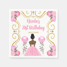 Servilleta De Papel Princesa de la piel oscura de la fiesta de cumplea