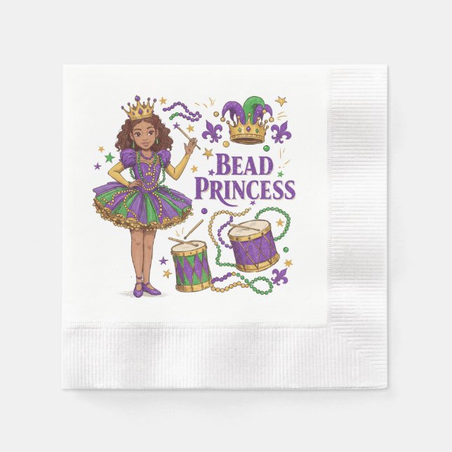Servilleta De Papel Princesa de las cuentas - Mardi Gras (Anverso)