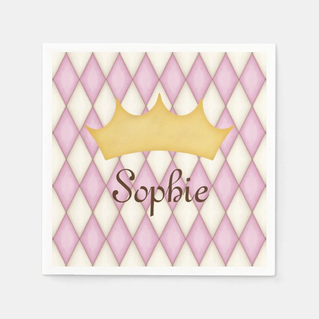 Servilleta De Papel Princesa de nombres personalizados de comprobación (Anverso)