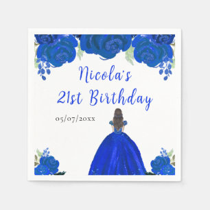 Servilleta De Papel Princesa de pelo castaño fiesta de cumpleaños flor