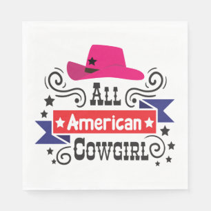Servilleta De Papel Princesa de sombrero de vaquera americana Botas va