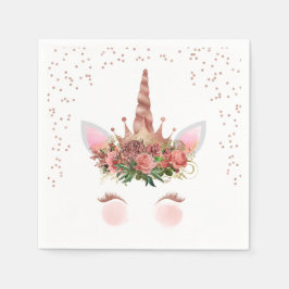 Servilleta De Papel Princesa de Unicornio de Oro Rosa
