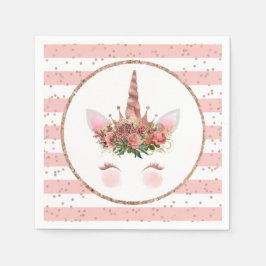 Servilleta De Papel Princesa de Unicornio de Oro Rosa