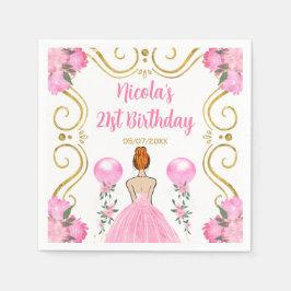 Servilleta De Papel Princesa del cabello rojo del partido natalicio en