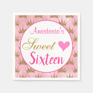 Servilleta De Papel Princesa femenina rosa dorado brillo Dulces Diecis
