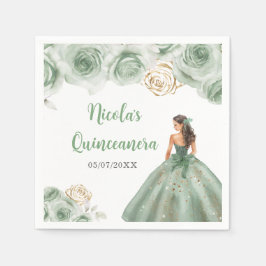Servilleta De Papel Princesa floral con una sabia vestimenta verde Qui