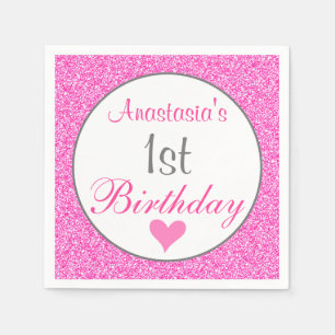 Servilleta De Papel Princesa Glamour Rosa Brillante Cumpleaños 1