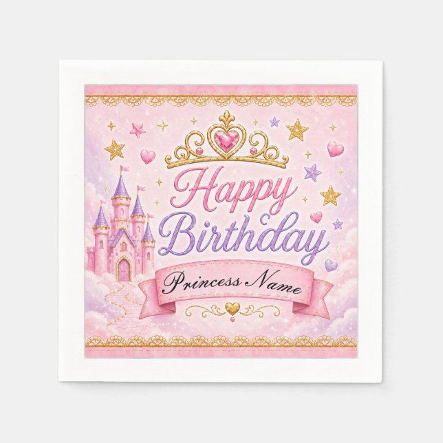 Servilleta De Papel Princesa Lavanda Rosa (Anverso)