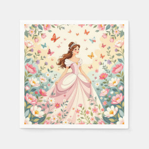 Servilleta De Papel Princesa linda con mariposas