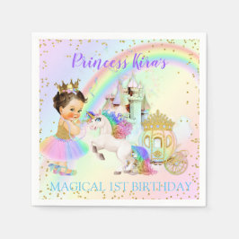 Servilleta De Papel Princesa Mágica del Arcoíris Castillo Carruaje Uni