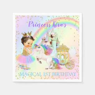 Servilleta De Papel Princesa Mágica del Arcoíris Castillo Carruaje Uni
