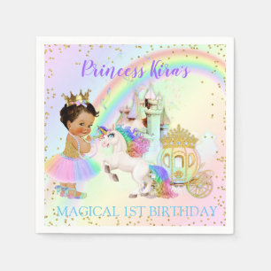 Servilleta De Papel Princesa Mágica del Arcoíris Castillo Carruaje Uni