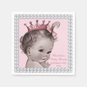 Servilleta De Papel Princesa personalizada Baby Shower Faux Diamonds