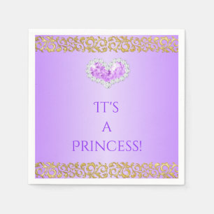 Servilleta De Papel Princesa Real Lavanda Lila y Corazón de Diamante D