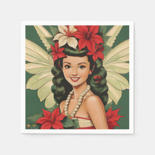 Servilleta De Papel Princesa Retro de Navidad Tropical de los 50