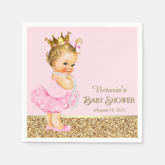 Servilleta De Papel Princesa Rosa Ballerina Baby Shower Oro Rosa