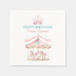 Servilleta De Papel Princesa Rosa Carousel Magical Chica de primer cum
