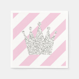 Servilleta De Papel Princesa rosada y de plata Crown Napkins