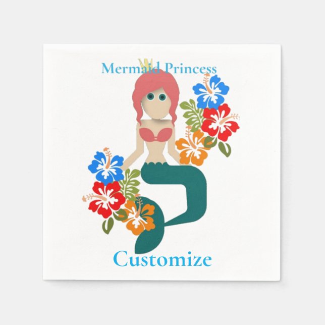 Servilleta De Papel Princesa Sirena Pelirroja Thunder_Cove (Anverso)