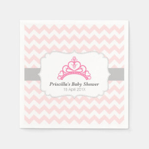 Servilleta De Papel Princesa Tiara, Chevron Rosa, Ducha Bebé