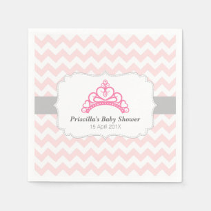 Servilleta De Papel Princesa Tiara, Chevron Rosa, Shower de Niña