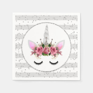 Servilleta De Papel Princesa Unicorn Purpurina Plata