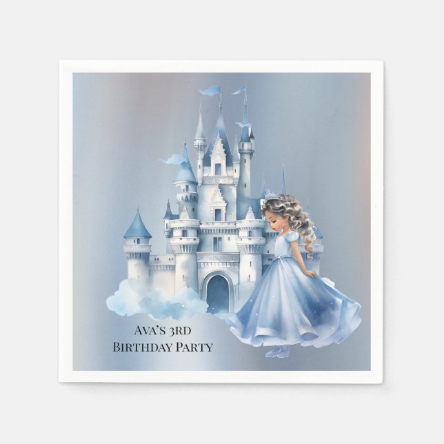 Servilleta De Papel Princesa y Castillo cumplen 3 años (Anverso)