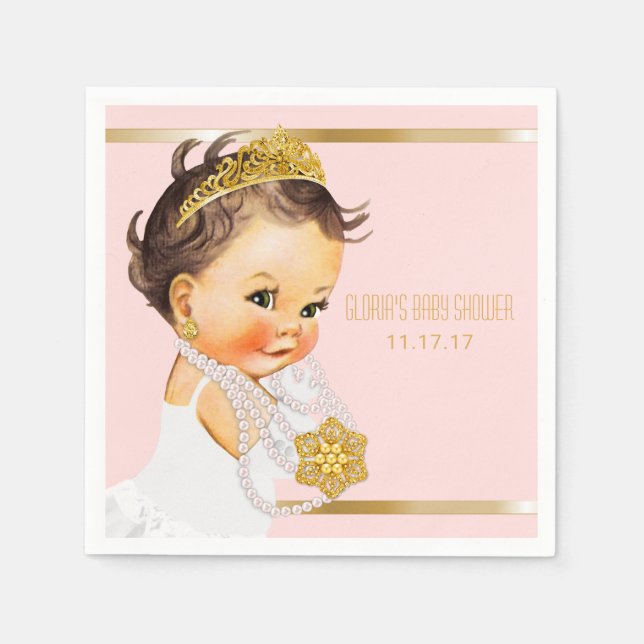 Servilleta De Papel Princess Baby Shower Personalizado Rubor Pink Gold (Anverso)