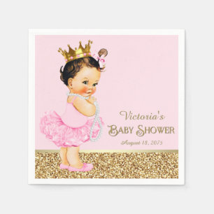 Servilleta De Papel Princess Ballerina Pink Gold Baby Shower
