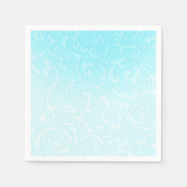 Servilleta De Papel Princess Blue Elegant Storybook Swirl Boda (Anverso)