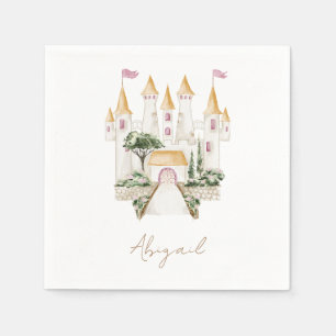Servilleta De Papel Princess Castle Baby Shower Gold Text