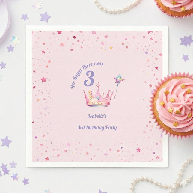 Servilleta De Papel Princess Crown 3rd Birthday Royal Threeness (Subido por el creador)